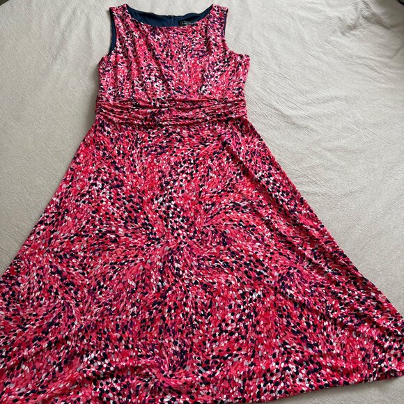 Jessica Howard Dresses & Skirts - Jessica Howard Fit & Flare Polyester Spandex Pink Blue Sleeveless Dress Size 14